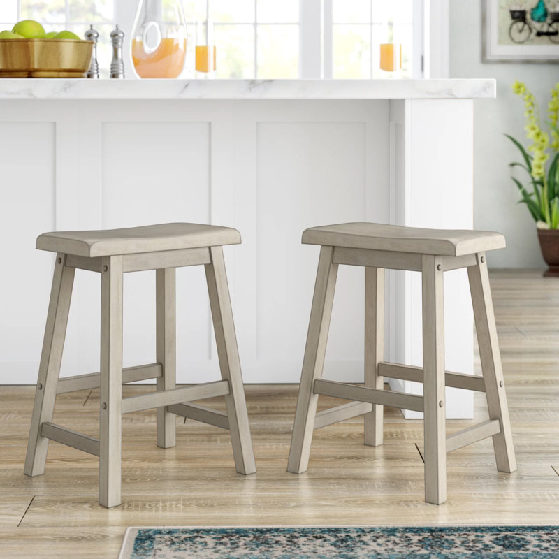 Whitworth Solid Wood Stool, Bar Stool (29" Seat Height), Antique White
