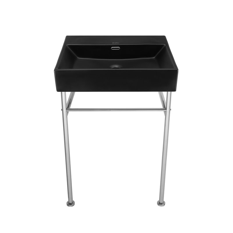 Claire 24" Rectangle Zero Hole Console Sink With Legs, Polished Chrome
