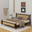 Lit en bois de pin avec tête et pied de lit en rotin-370560735-370560716