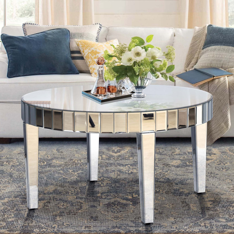Table basse ronde avec miroir en verre 31,3 po Markus