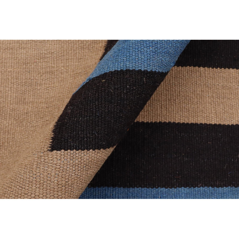 Tapis rayé en laine noué à la main de 5 pi 8 po x 8 pi 1 po Suzette