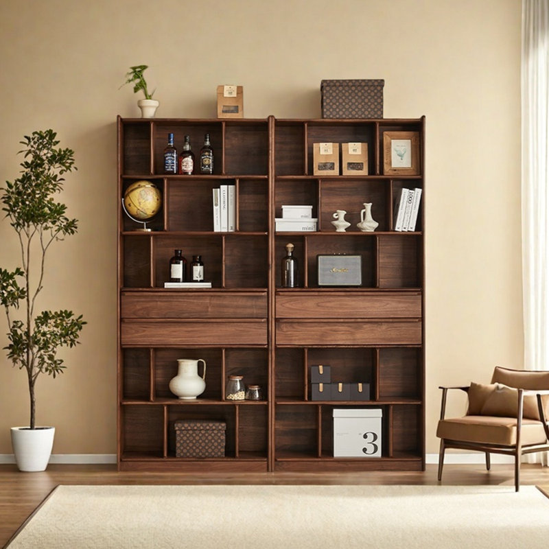 Light luxury black walnut bookcase