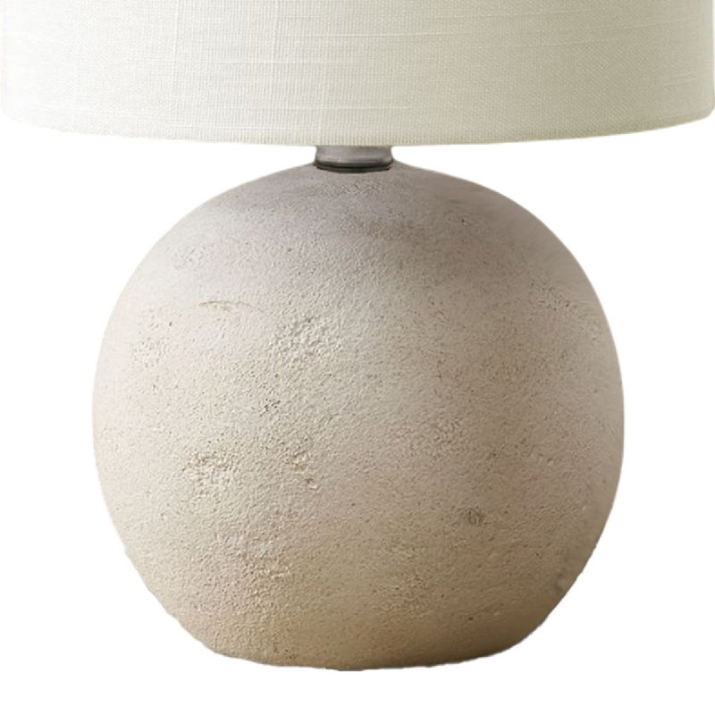 Mazzy Table Lamp With Ivory Concrete Base, Modern Tall Fabric Shade, Ivory