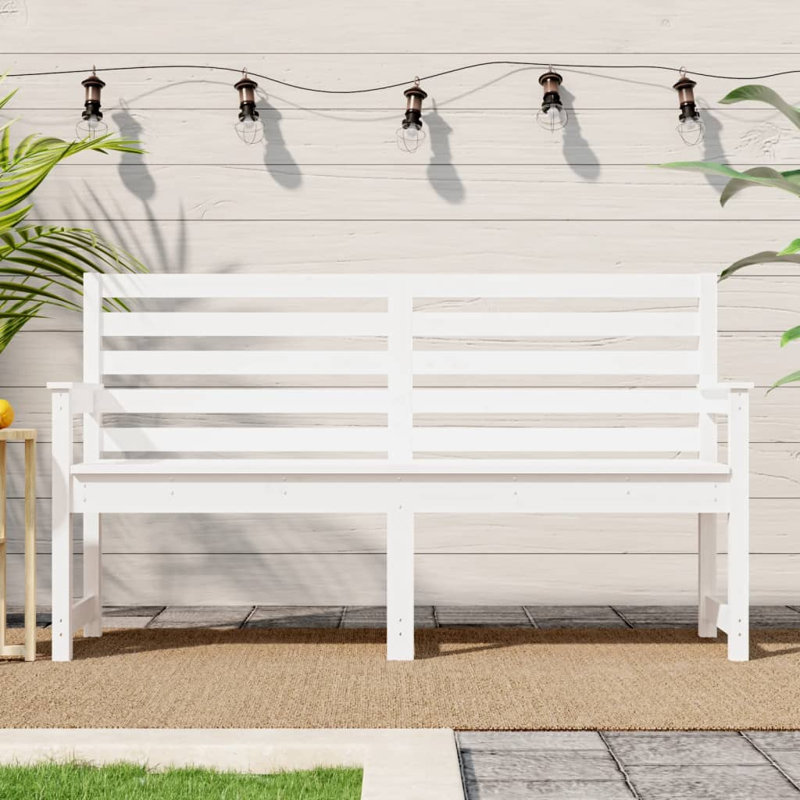 Franklinville Solid Wood Outdoor Bench, White