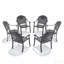 Chaise de patio en aluminium coulé 6 pièces avec cadre noir et coussins bleus-715244953-715244959