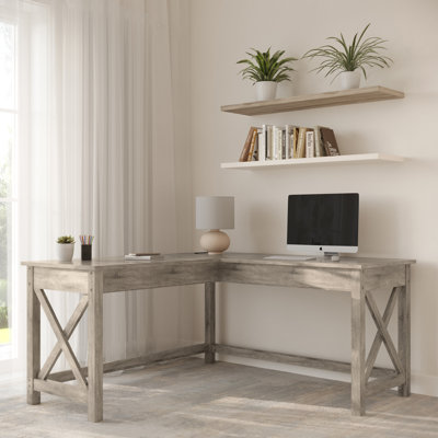 Raisa Computer Desk - L-Shaped Desk with X-Pattern Legs - for Office, Computer, or Craft Table