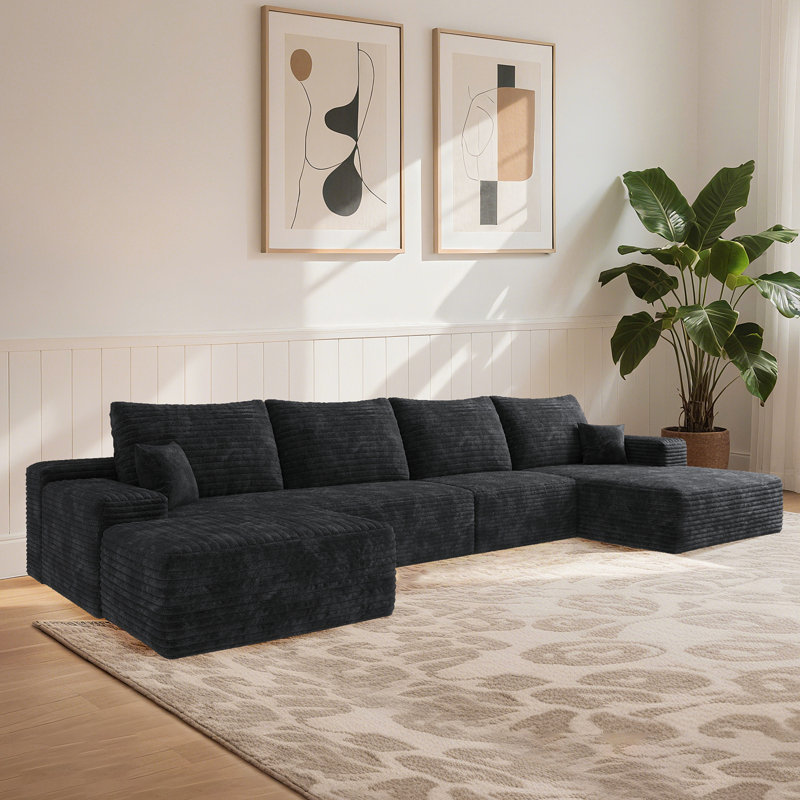 Canapé modulaire en forme de U avec 1 repose-pieds et siège profond Boneless