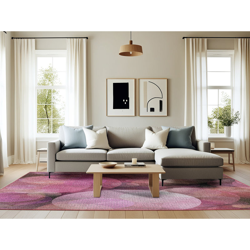 Motif géométrique rose Tapis décoratif, Rectangle 6 pi x 9 pi