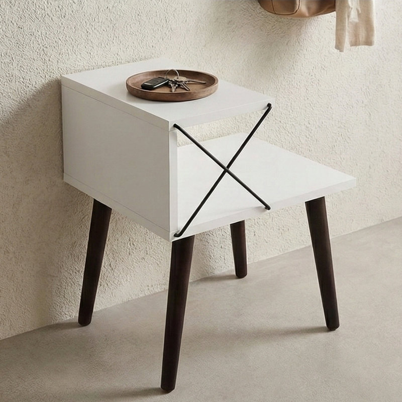 Amorra 19.69'' W Particle Board / Chipboard Nightstand, White/Black