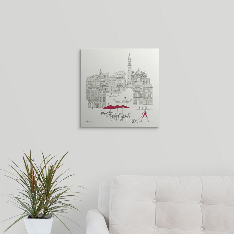 « world cafe iv-venice red », reproduction d’impression sur tillmon avery, H 16 po x l 16 po x P 1,5 po, Toile