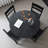 Black Round Solid Wood Dining table-1309488567
