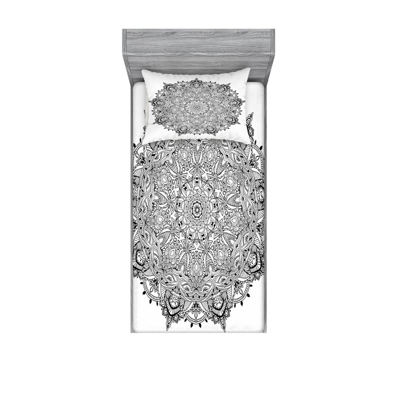 Ensemble de draps en dentelle, Taie d'oreiller pour lit simple TG, Noir