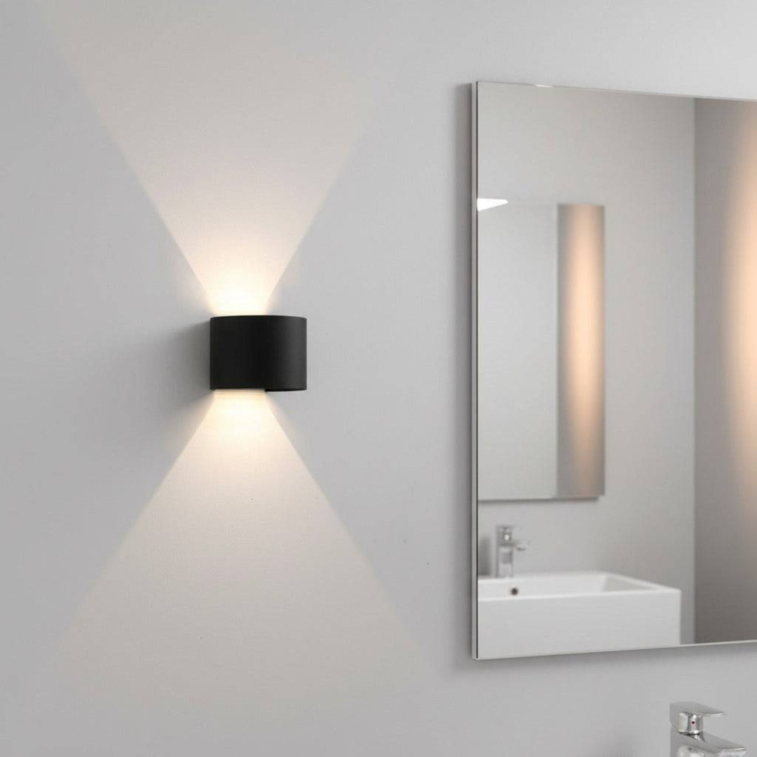 UltraBeam 6 Watt LED Round Black Up and Down Outdoor LED Wall Light  600 Lumens - IP65 Rated