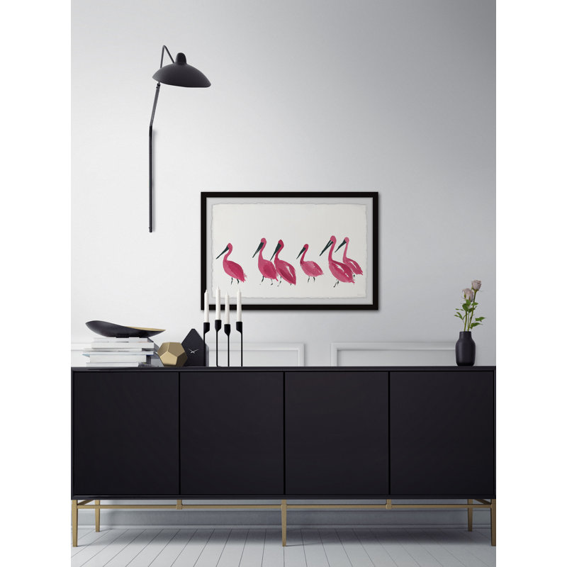 «Bright Pink Flameos», reproduction encadrée, H 24 po x l 36 po x P 1,5 po