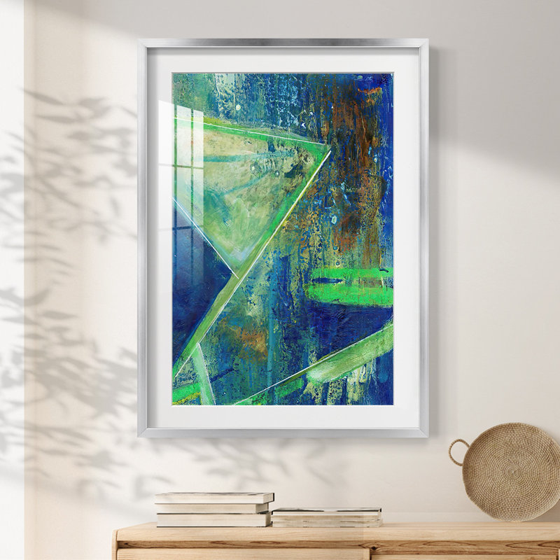 «GeometricInCoolVIIP», impression sur toile encadrée, Argent argent, H 28,5 po x l 20,5 po