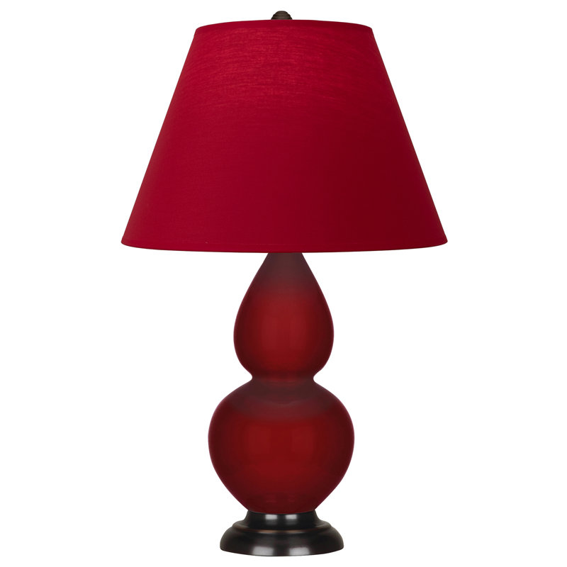 Petite lampe d'appoint à double gourde, Rouge / bronze, Bleu marine/gris