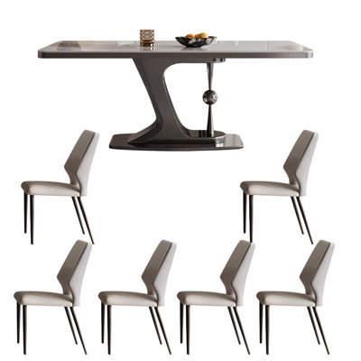 Light luxury modern rectangular dining table set