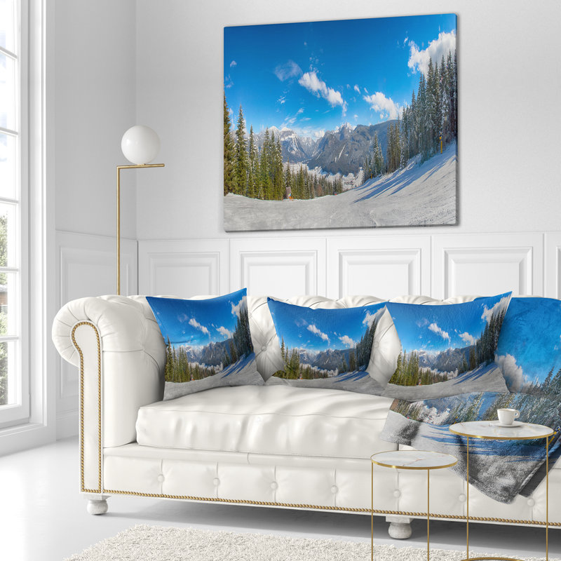 Coussin de paysage avec paysage alpin autrichien, 16 po x 1 po, Coussin décoratif