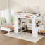 Lit superposé avec lit inférieur amovible et bureau, lit à structure en bois avec tablettes intégrées-2033920000-2033920002