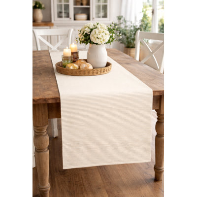 Chemin de table ivoire en coton texturé 13 po x 72 po