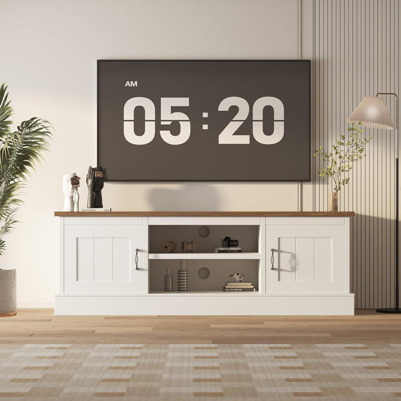 Unfinished TV Stand for TVs up to 65", Brown/White