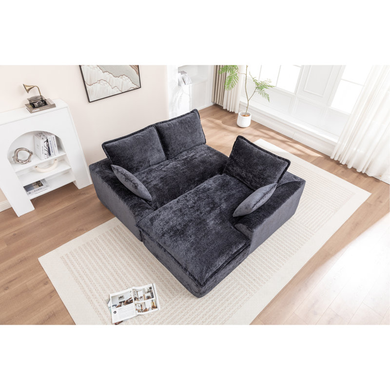 Canapé modulaire 103 po avec méridienne en forme de L, canapé modulaire désossé large de 103 po pour le salon, aucun assemblage requis