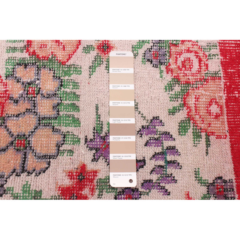 Tapis crème en laine noué à la main de conception unique 2000 pi 3 pi 11 po x 6 pi 9 po Ockerman