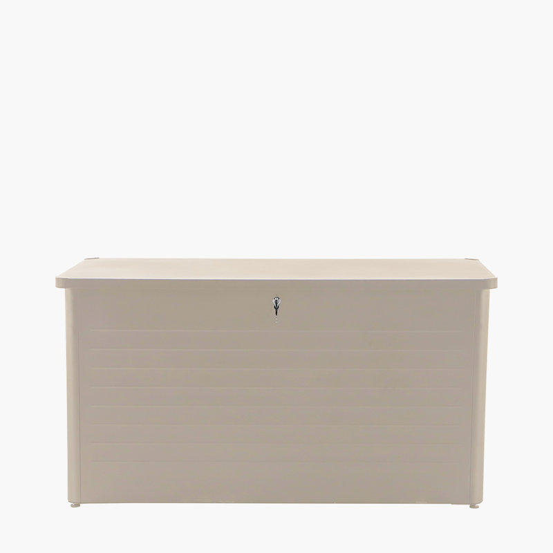 Dakota Fields Chalandra 160cm W Galvanised Steel Lockable Deck Box with Wheels, Beige