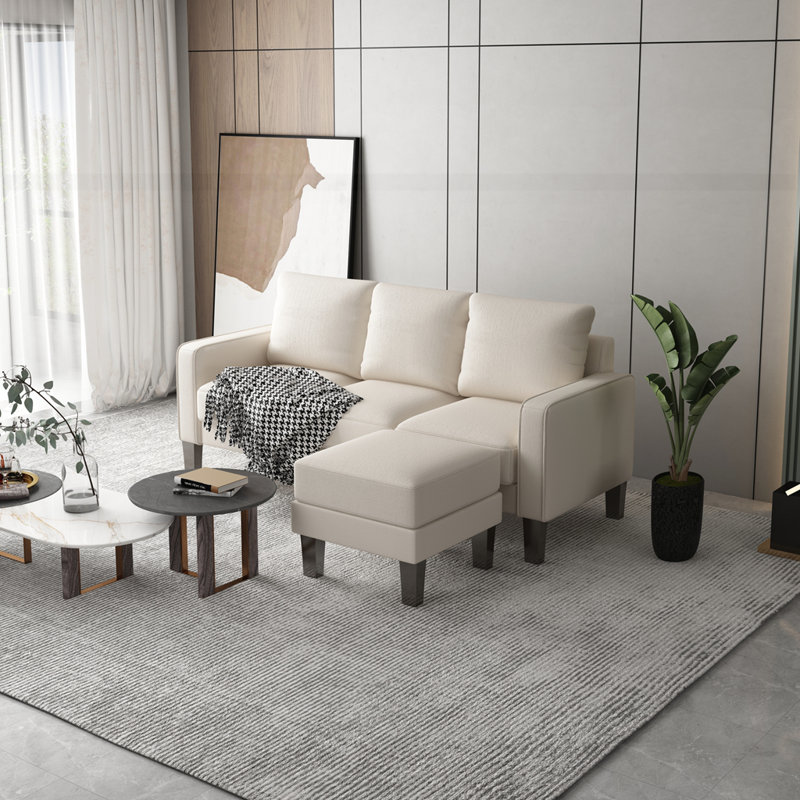 Canapé en forme de L avec repose-pieds Modern Living, Beige
