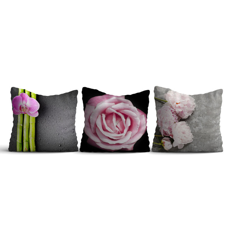 Comfortable Cushion Set (3 Pieces), 17 x 17 Inches | 50% Cotton / 50% Polyester, Silicone Filling | Machine Washable, Ironable, Digital Print Design | Perfect for Home Decor, Sofas, and Chairs