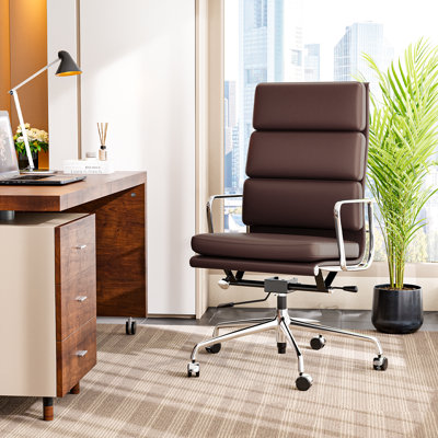 Genuine Leather Office Chair, Conference Chair With Ergonomic Lumbar Back Support
