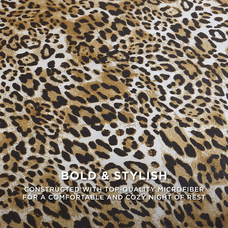 King Leopard Print Satin Reversible Duvet Cover Set