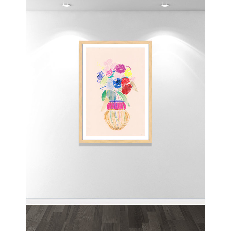 «Simple Floral II» par Bea Dina, Papier avec cadre naturel naturel, Blanc, H 49 po x l 35 po x P 1,25 po