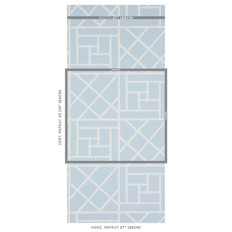 Schumacher x Cristina Buckley Trellis Wallpaper, Sky Blue