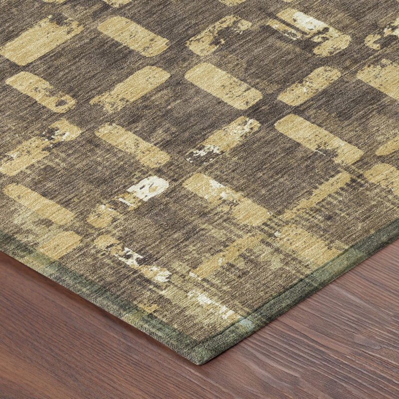 Machine Washable Indoor/Outdoor Chantille ACN2628 Abstract Rug, Fudge, 8' x 10'