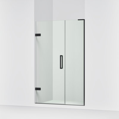 Composed 45-1/4-In46-In W X 71-1/2-In H Frameless Pivot Shower Door With 3/8-In Crystal Clear Glass And Back-To-Back Vertical Door Pulls