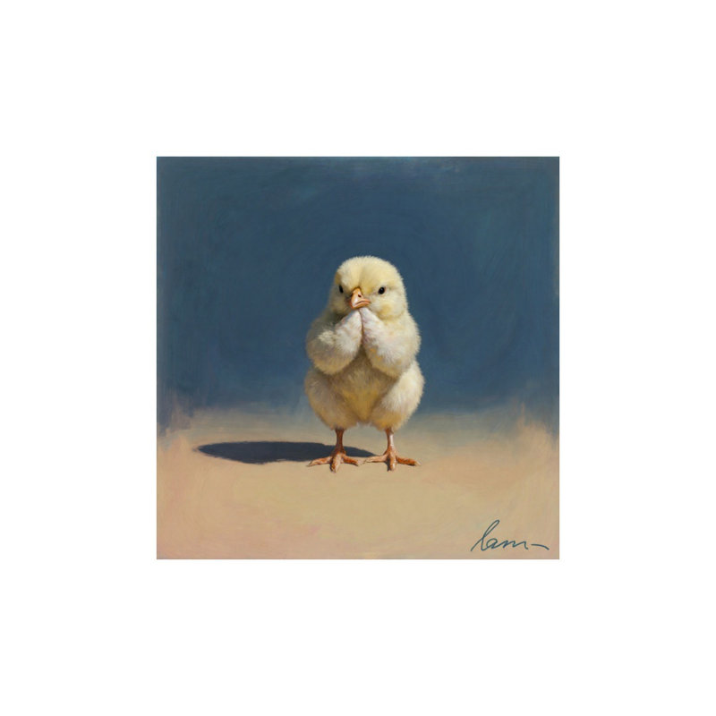 Mignon poussin jaune avec ses pattes, art mural sans cadre, 16 x 16