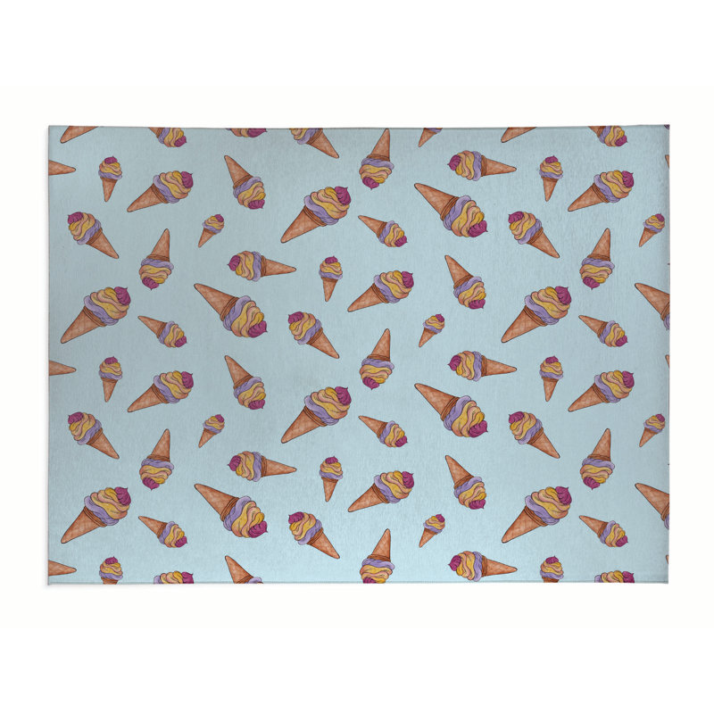 Tapis de bureau léger Summer Ice Cream, L 48 po x P 72 po, Bleu nuage