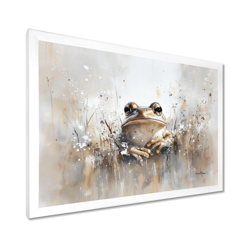 Décoration murale Minimal Frog By The Pond II - Grenouille, H 12 po x l 20 po, Blanc