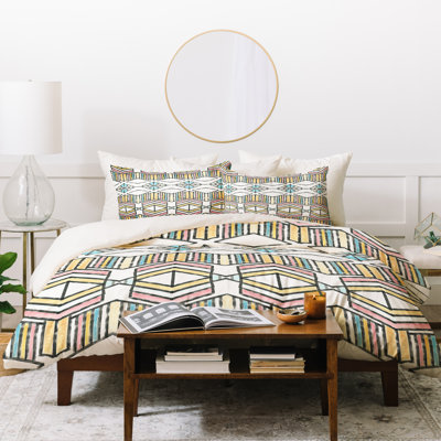 Eclectic Polyester Geometric Shapes Duvet Cover