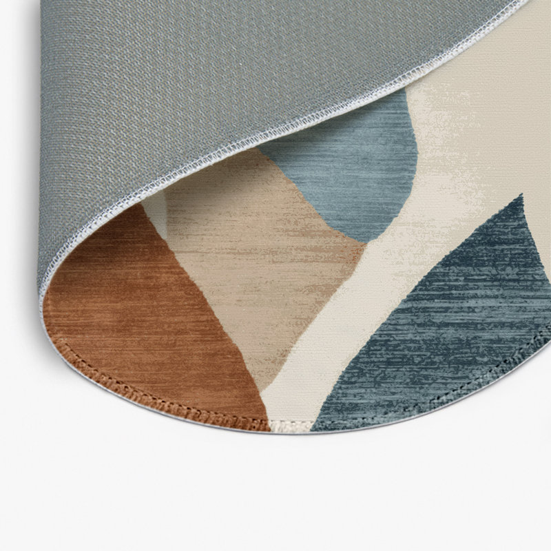 Tapis intérieur et extérieur brun Watercolor, Rond 5 pi