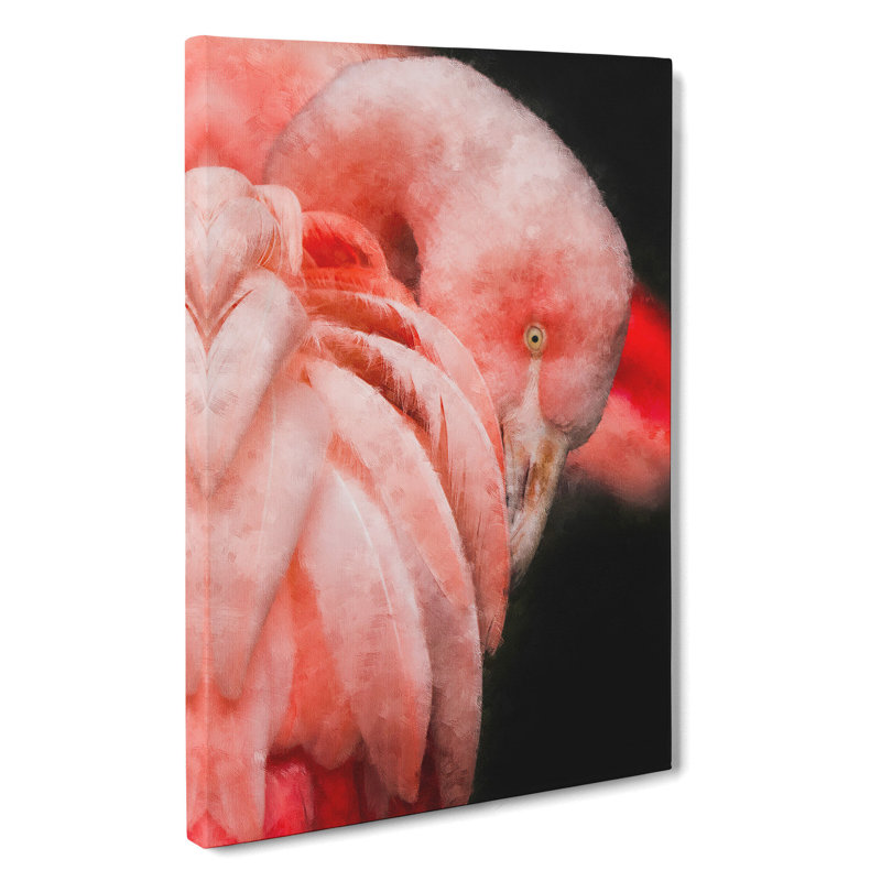 Pink Flamingo Abstract - Wrapped Canvas Painting, 50cm H x 35cm W x 3cm D