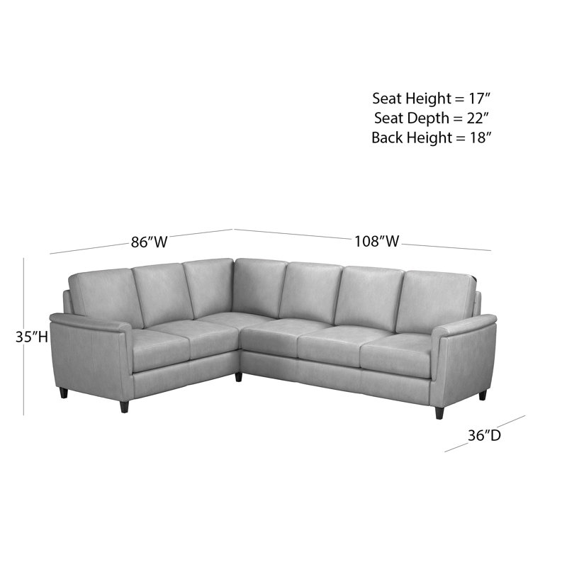 Canapé modulaire en cuir véritable de 108 po de large Rambrij, Face à la droite, Vert