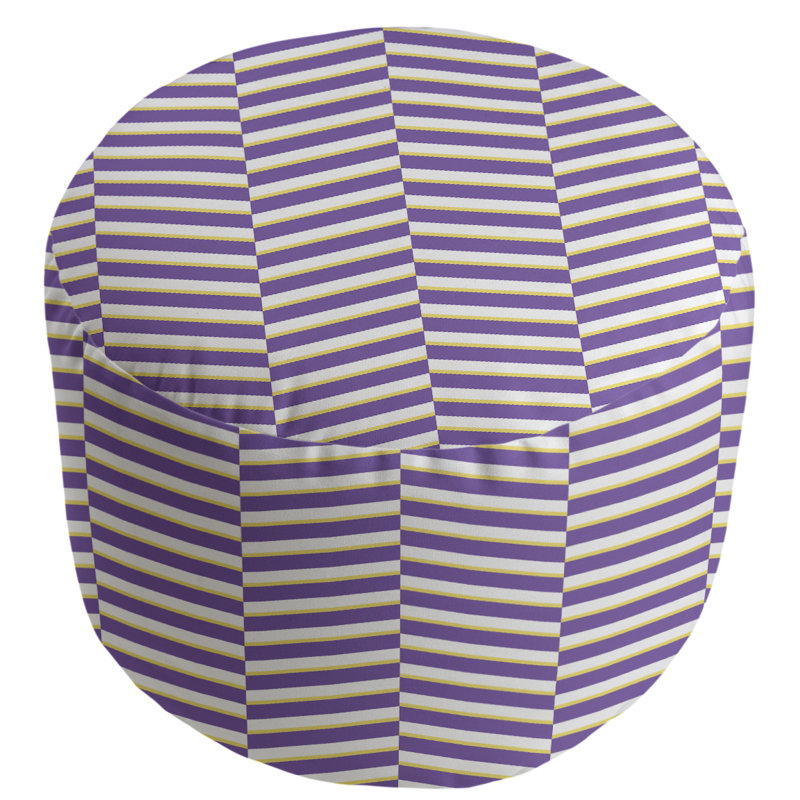 Upholstered Pouf, Purple/Yellow