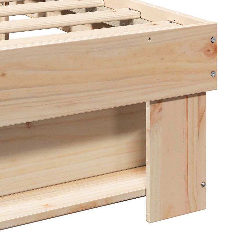 With Headboard Solid Pine Wood, Natural, Super King (6')