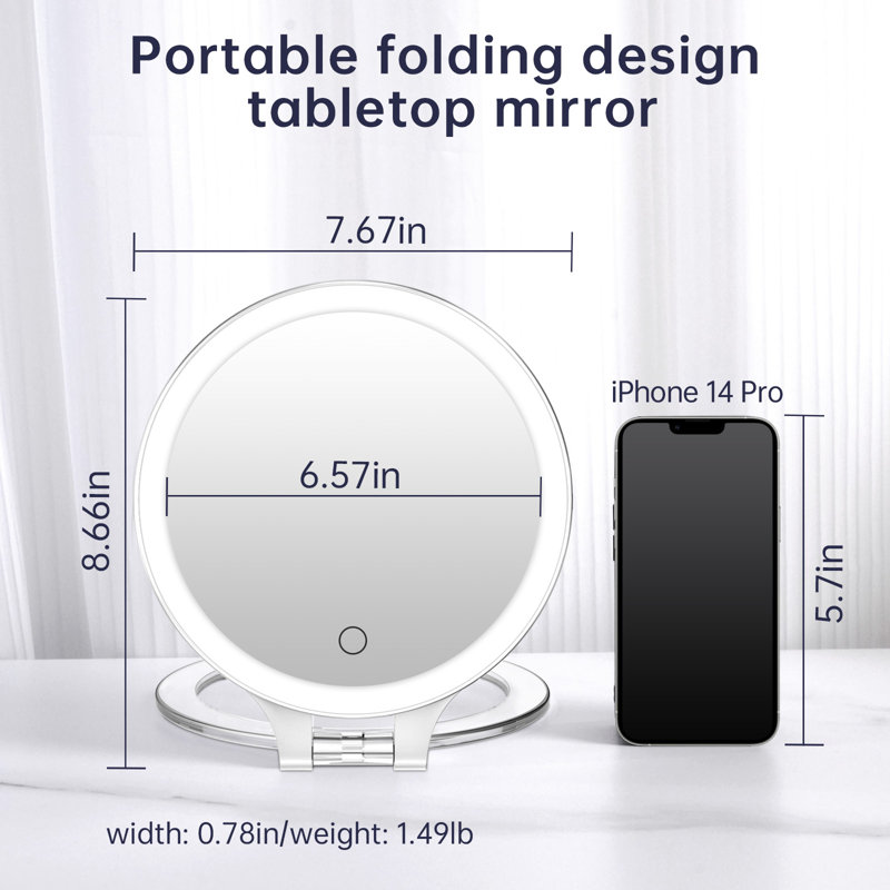 Miroir de maquillage de voyage Nadeem, 8.6" H x 7.6" W