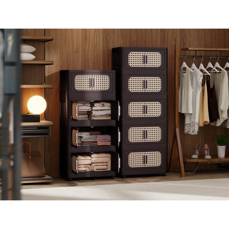Armoire de rangement latérale large et pliante, Brun