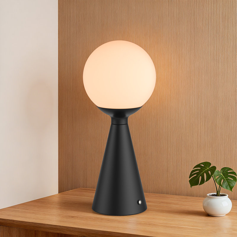 13" H Rechargeable Touch LED Table Lamp, Matte Black