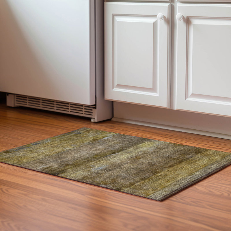 Premium Machine Washable Mayfield AMF2311 Stripes Rug, 2'6" x 3'10", Brown
