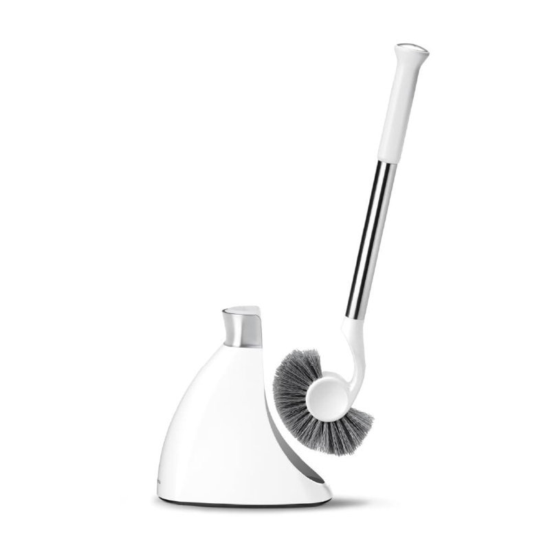 Brosse de toilette avec panier, acier inoxydable (blanc), White
